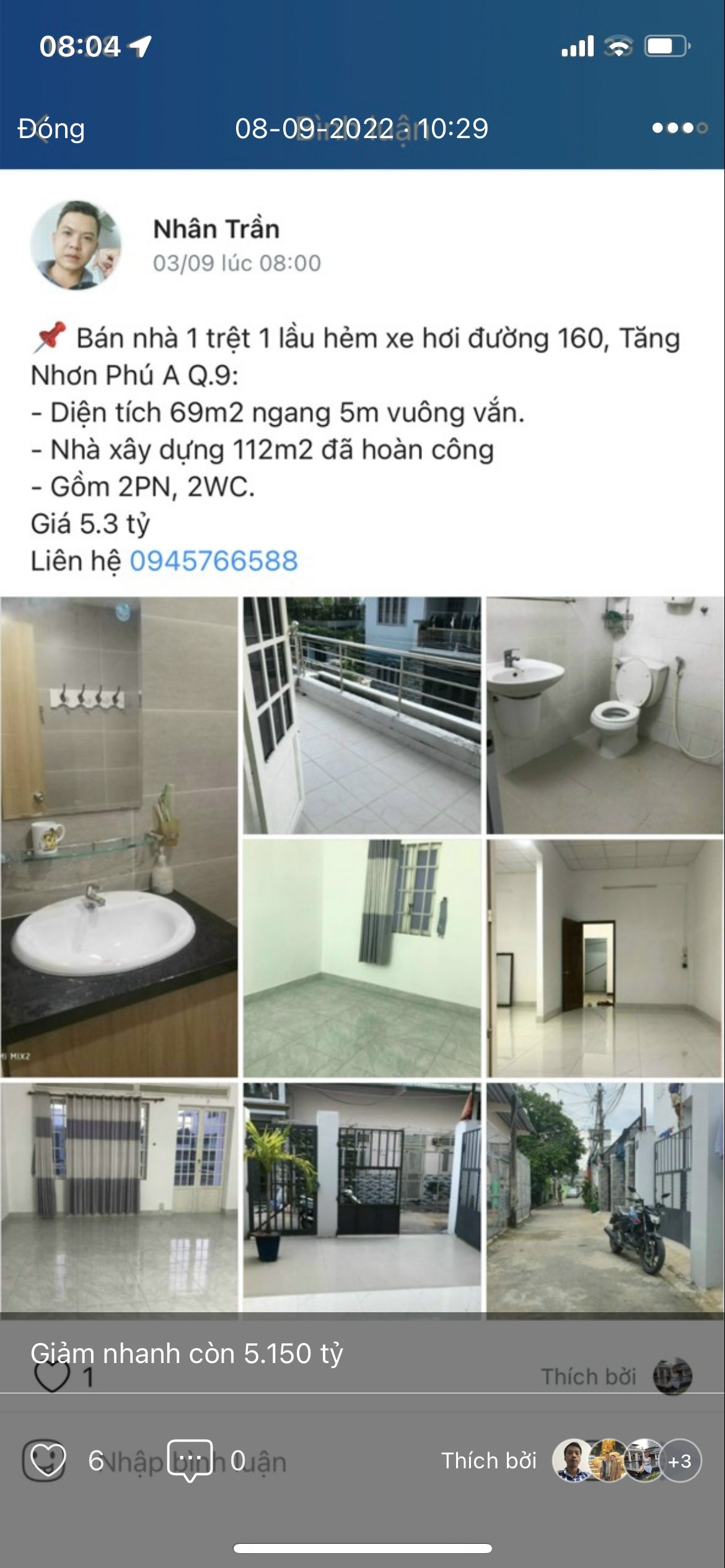 Bán nhà 1T1L 93m2 mặt hẻm thông đường 160, P. Tăng Nhơn Phú A Q.9