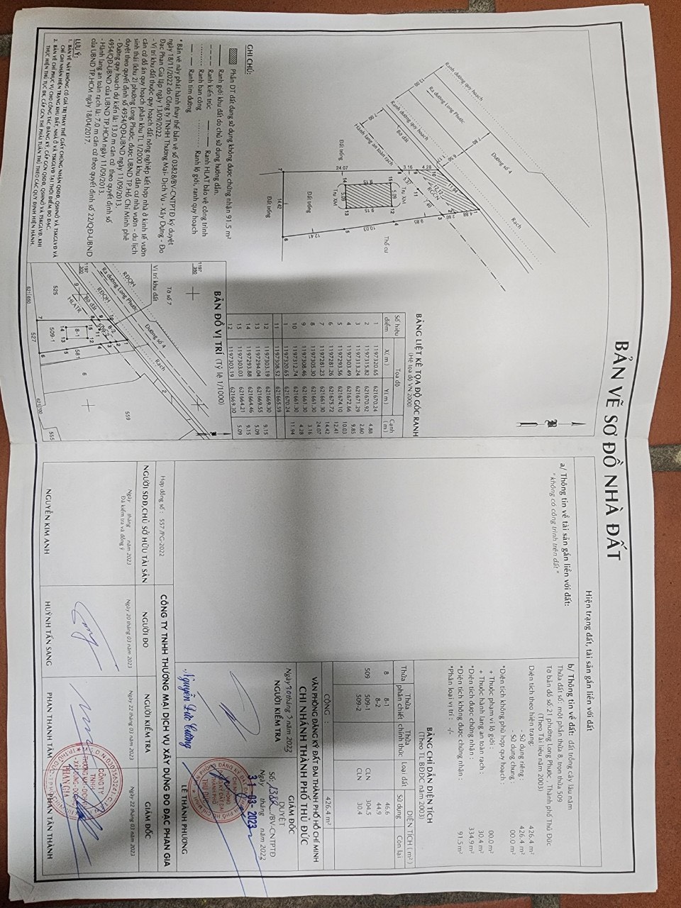 Bán đất tặng nhà DT 426m2 Mặt tiền đường số 4 Long Phước, ngay nhà thờ tổ Hoài Linh. Giá 5.1 tỷ